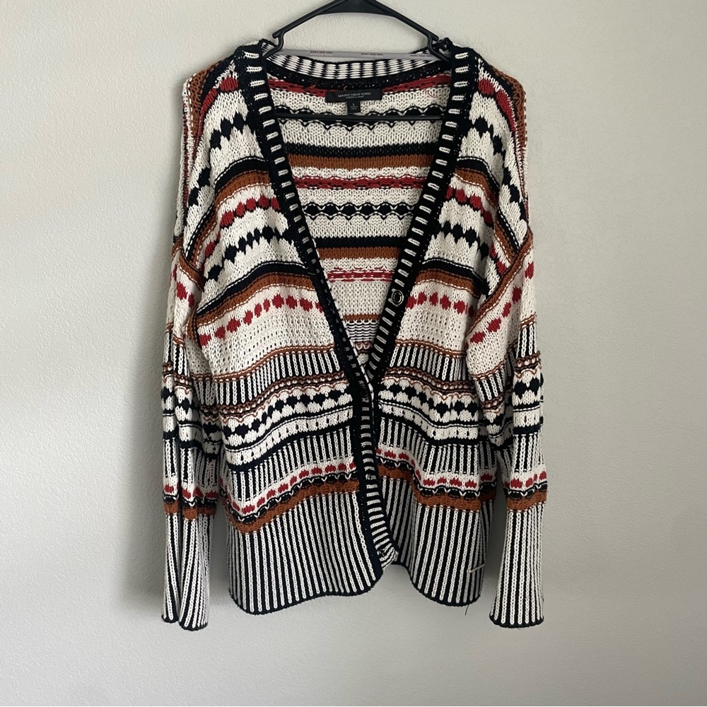 Marc New York Fair Isle Cardigan Sweater Multicolor Nordic Knit Women’s Large